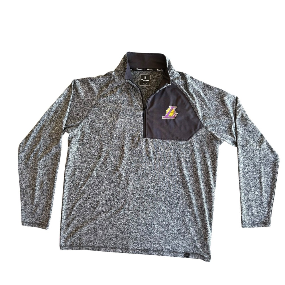 Los Angeles Lakers Fanatics Men's XL 1/4 Zip Pullover Jacket Gray NBA